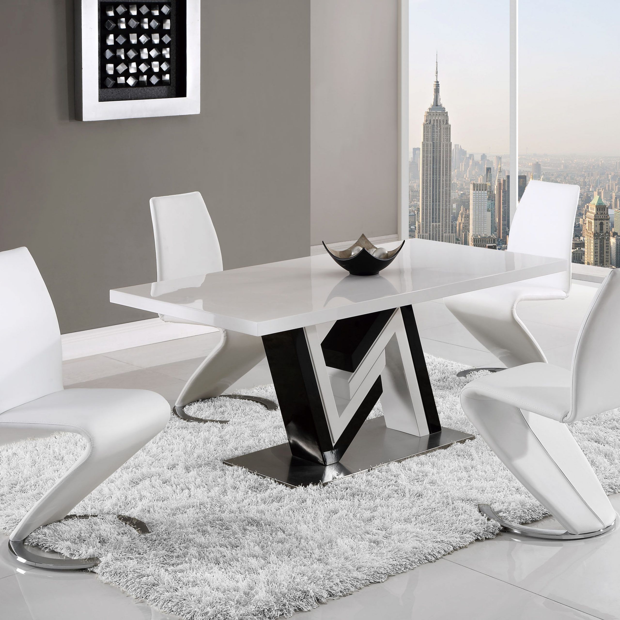 Unique Black And White Table With Curved White Leather In Most Popular White And Black Dining Tables (View 7 of 15)