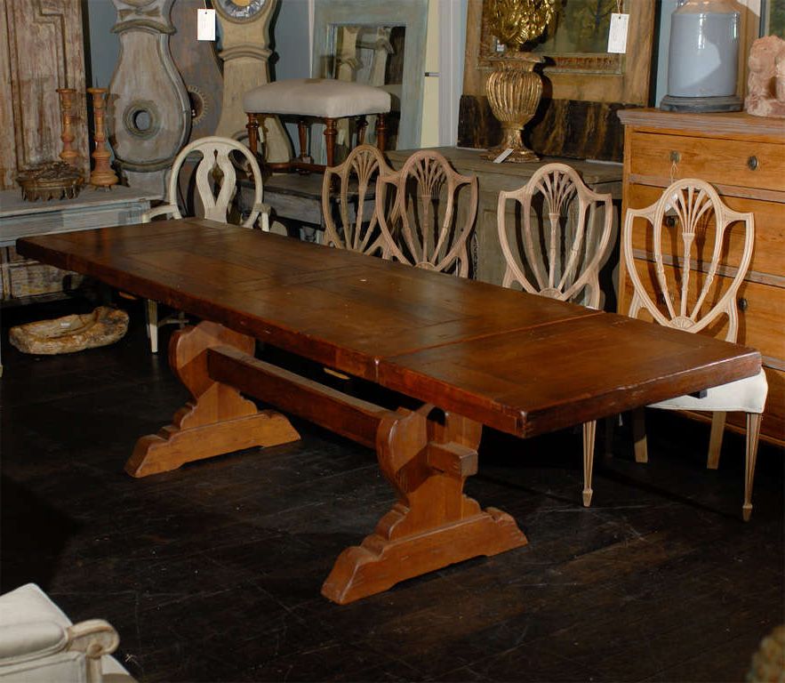 Well Known Brown Dining Tables With Removable Leaves Pertaining To A French 1920S Trestle Dining Table With Removable Leaves (View 6 of 15)