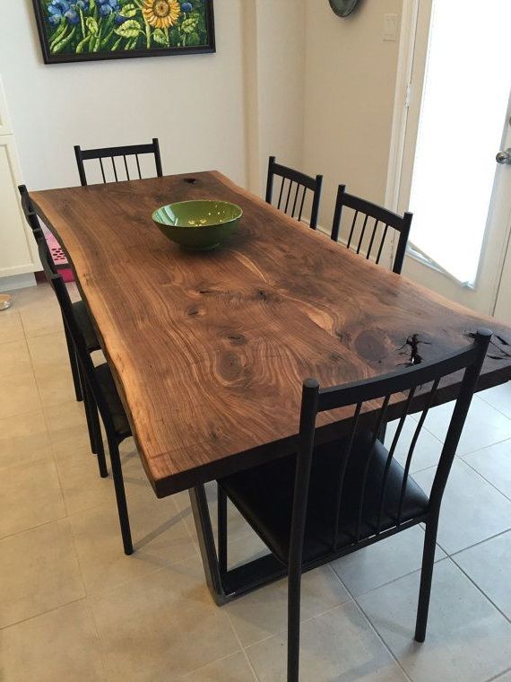 Well Known Dark Walnut And Black Dining Tables For Live Edge Black Walnut Dining Table With 1X3 Metal (View 15 of 15)