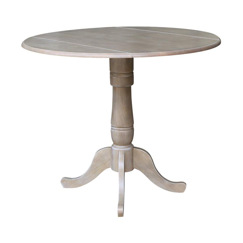 Well Known Gray Drop Leaf Tables Throughout International Concepts Laurel Weathered Taupe Gray 42 In (View 11 of 15)