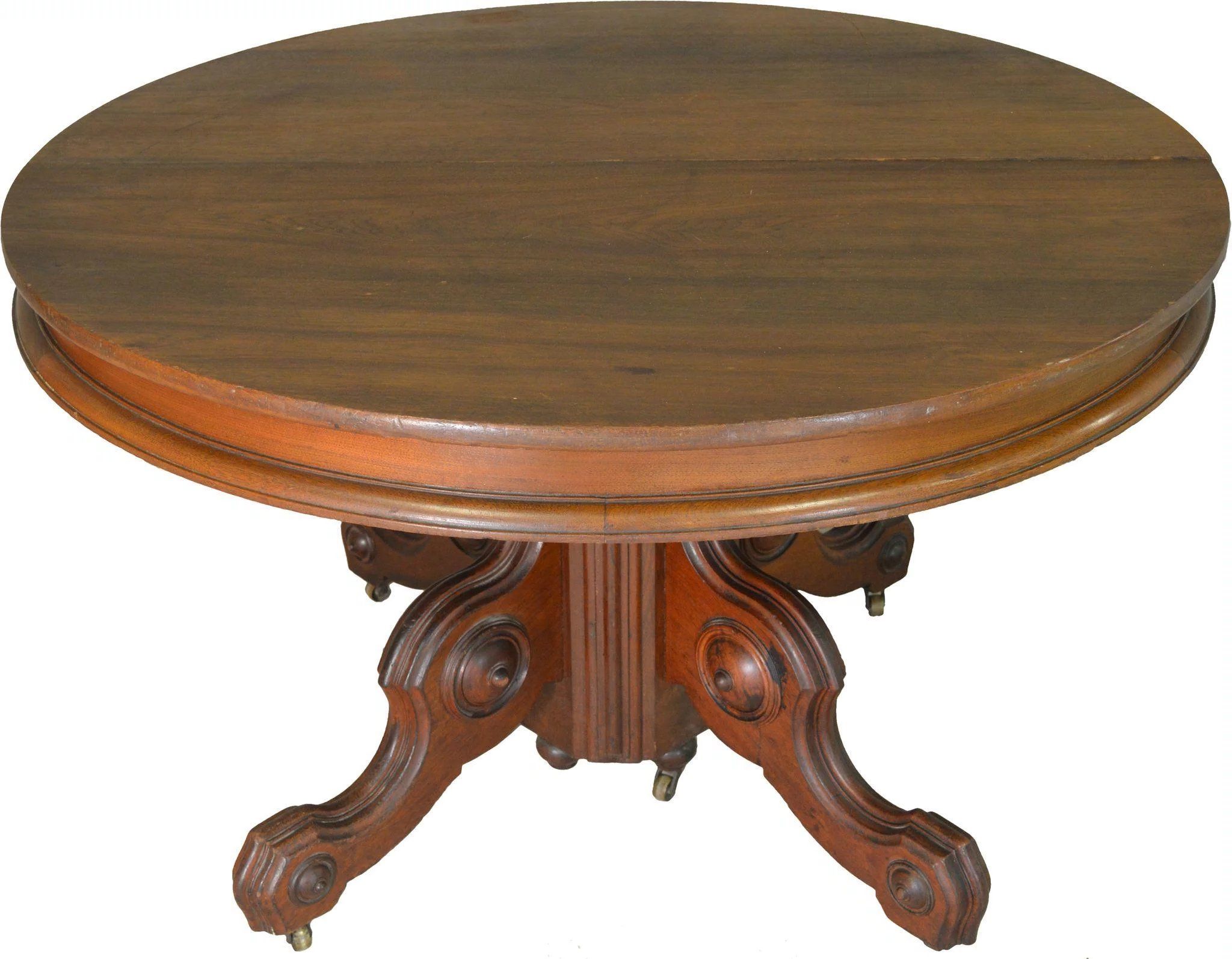 Well Known Vintage Brown Round Dining Tables Intended For Victorian Round Walnut Dining Table : Maine Antique (View 3 of 15)