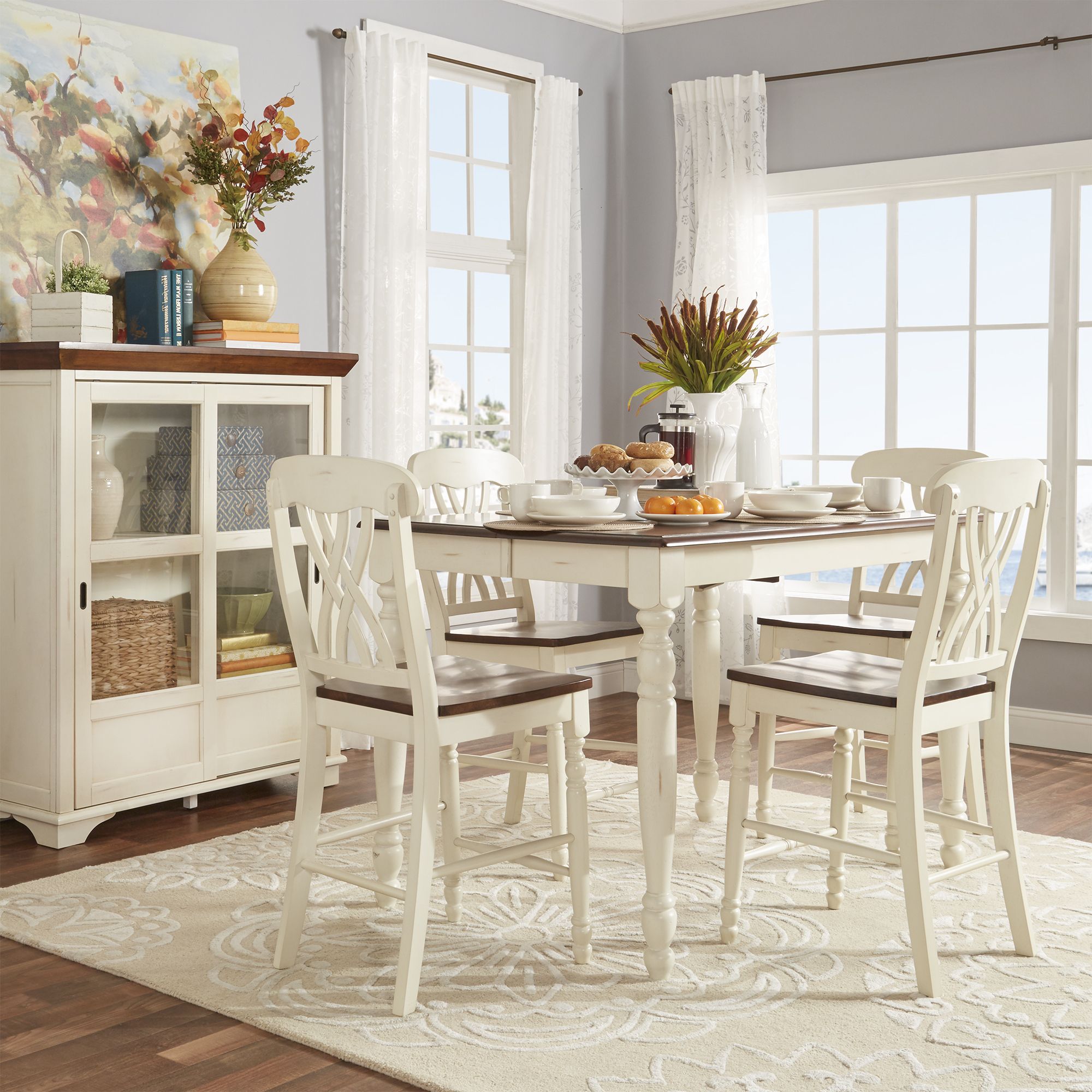 Well Known White Counter Height Dining Tables Pertaining To Weston Home Two Tone 5 Piece Counter Height Dining Set (View 14 of 15)