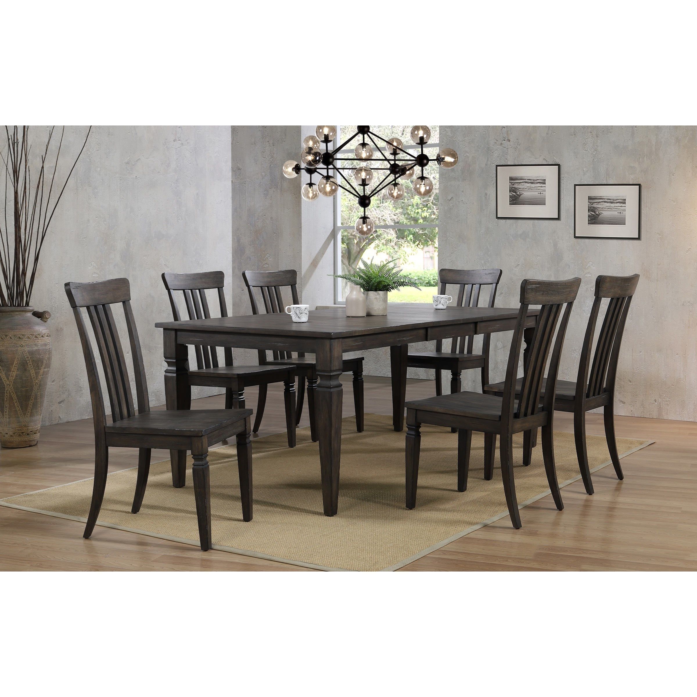 Well Liked Brown Dining Tables With Removable Leaves With Jordan Transitional 7 Piece Table And Chair Set With (View 8 of 15)