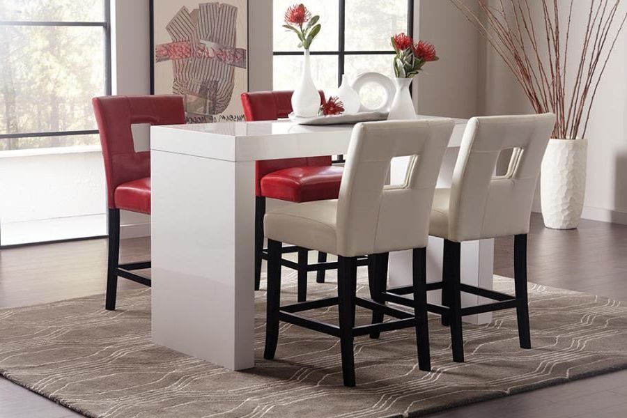 White Counter Height Dining Tables Pertaining To Newest 109368 5 Pc Strick & Bolton Jorgjia White Finish Wood (View 15 of 15)
