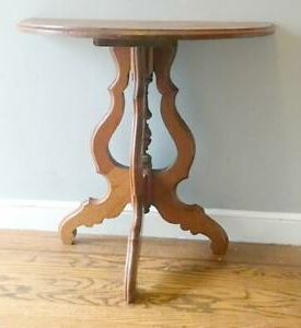 2 Piece Round Console Tables Set Regarding Most Up To Date Vintage Victorian Eastlake Style Walnut Half Round Hall (View 9 of 15)