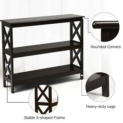 2019 3 Piece Shelf Console Tables Pertaining To 3 Tier Console Table X Design Bookshelf Sofa Side Accent (View 11 of 15)