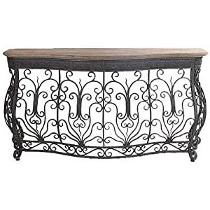 2019 Amazon: Aged Iron And Wood Scroll Console Table With Regard To Oval Aged Black Iron Console Tables (View 7 of 15)