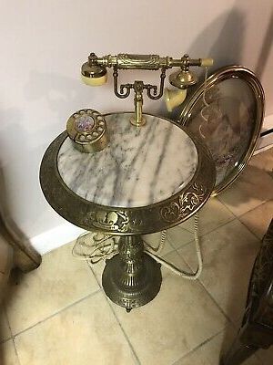 2019 Antique Brass Round Console Tables In Rare Vintage Brass And Marble Floor Table Rotary Dial (View 10 of 15)