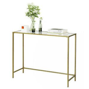 2019 Metallic Gold Console Tables For Vasagle Console Table Tempered Glass Table Metal Frame (View 13 of 15)