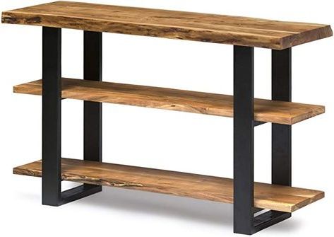 2020 Amazon: Alpine Live Edge Solid Wood 2 Shelf Media Intended For 2 Shelf Console Tables (View 3 of 15)