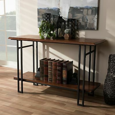 2020 Brown Console Tables With Vintage Industrial Wood And Metal Console Tablebaxton (View 1 of 15)