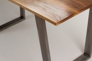 2020 Modern Dining Table Solid Wood And Trapezoid Steel Legs Throughout Oak Wood And Metal Legs Console Tables (View 15 of 15)