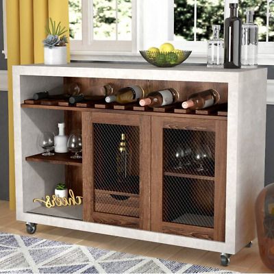 2020 Modern Industrial Sideboard Wine Cabinet Buffet Server Within Walnut Wood Storage Trunk Console Tables (View 14 of 15)