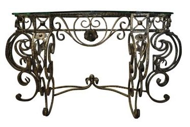 2020 Wrought Iron Console Tables Pertaining To Elegant Wrought Iron Glass Top Console Table, Beveled (View 11 of 15)