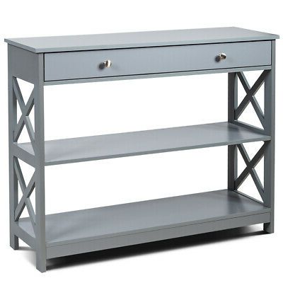 3 Tier Console Table X Design Sofa Entryway Table With Regarding Recent Gray Wood Veneer Console Tables (View 2 of 15)