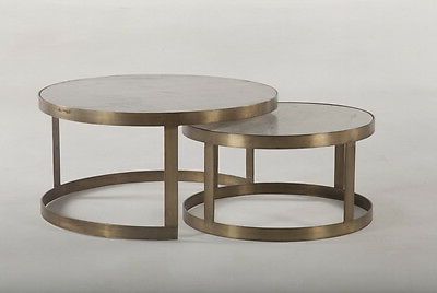 36" French Style Nesting Coffee Table Antique Brass And Within Recent Antique Brass Aluminum Round Console Tables (View 5 of 15)