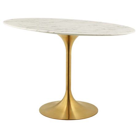 48" Oval Artificial Marble Dining Table With Metal Base Intended For Most Recently Released Faux White Marble And Metal Console Tables (View 14 of 15)