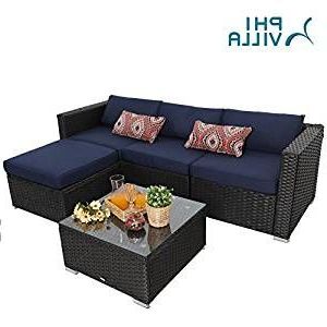 5 Piece Outdoor Rattan Sectional Sofa  Patio Wicker Intended For Best And Newest 5 Piece Console Tables (View 11 of 15)