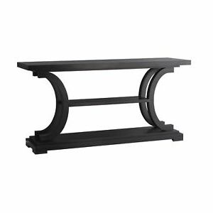 66" Long Console Table Modern Black Ebony Finish Solid Oak Intended For Latest Rustic Oak And Black Console Tables (View 5 of 15)