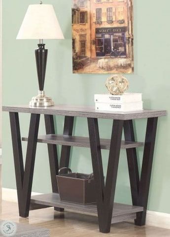 Aged Black Console Tables Inside Favorite 705399 Antique Grey And Black Sofa Table From Coaster (View 11 of 15)