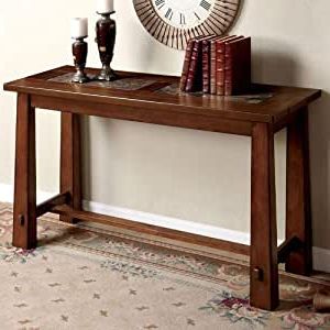 Aged Black Console Tables Pertaining To Recent Amazon: Crystal Falls Dark Cherry Wood Sofa Table (View 6 of 15)