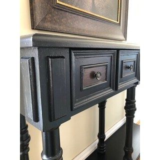 Aged Black Console Tables Throughout Well Liked Shop Traditional Antique Black Veneer 48 Inch Console (View 10 of 15)