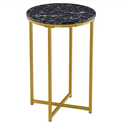 Amazon: 40 X 40 X 60Cm Round Modern Elegant Side Table Intended For Trendy Black Metal And Marble Console Tables (View 5 of 15)