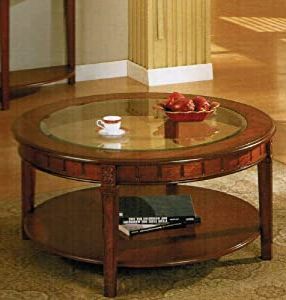 Amazon: 5Mm Tempered Glass Top Round Coffee Table In In Recent Espresso Wood And Glass Top Console Tables (View 11 of 15)