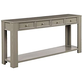 Amazon: 64 Inch Long Hallway Table,Julyfox Console Within Preferred Antique White Black Console Tables (View 11 of 15)