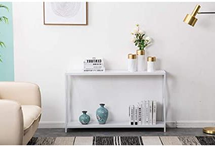 Amazon: Binrrio Console Table For Entryway Narrow Sofa Regarding Trendy White Grained Wood Hexagonal Console Tables (View 1 of 15)