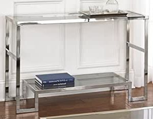 Amazon: Contemporary Modern Chrome Metal And Glass Within Most Recent Large Modern Console Tables (View 10 of 15)
