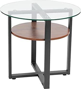 Amazon: Contemporary Style Glass Side Table With Throughout Favorite Oak Wood And Metal Legs Console Tables (View 12 of 15)