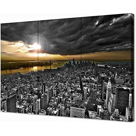 Amazon: Nachic Wall 3 Piece Canvas Wall Art Black And Pertaining To Most Up To Date New York City Framed Art Prints (View 4 of 15)