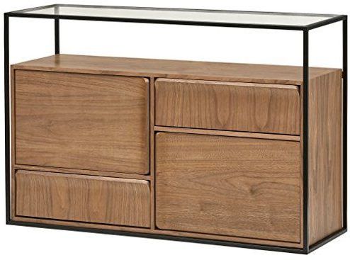 Amazon: Rivet King Street Industrial Four Drawer Media Regarding 2020 Black Wood Storage Console Tables (View 13 of 15)