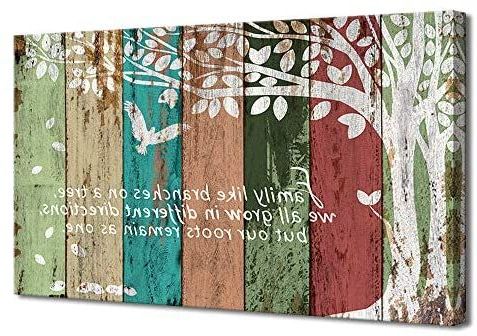 Amazon: Vividhome Family Tree Canvas Wall Art Regarding Current Abstract Flow Wood Wall Art (View 7 of 15)
