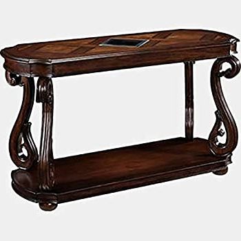 Amazon: Wood Console Table With Glass Top – Console In Well Known Heartwood Cherry Wood Console Tables (View 6 of 15)