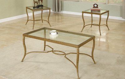 Antique Gold And Glass Console Tables Inside Well Liked Antique Gold Metal Frame Stylish 3Pc Coffee Table Set (View 3 of 15)