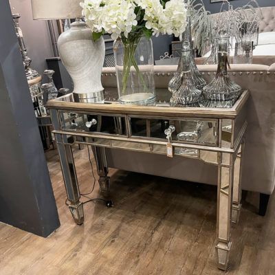 Antique Gold Nesting Console Tables Within Most Popular Belfry Antique Gold 2 Drawer Mirrored Console Table (View 10 of 15)