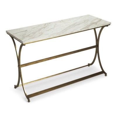 Antique Silver Metal Console Tables With Regard To Well Liked Console Table With Antique Gold Metal Base And Travertine (View 1 of 15)