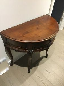 Antique Solid Wood Hallway Half Moon Cabinet Console Table For Popular Vintage Coal Console Tables (View 11 of 15)