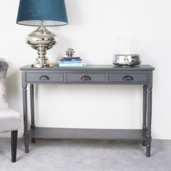 Arabella Grey Wood Large 3 Drawer Console Table Hallway Pertaining To Most Popular Gray Driftwood Storage Console Tables (View 7 of 15)