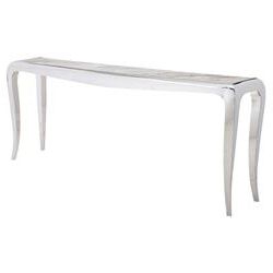 Auretta Polished Silver White Marble Console Table (View 3 of 15)