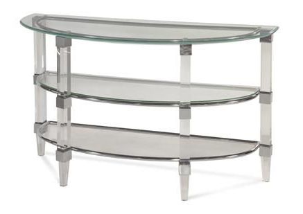 Bassett Mirror Chrome Acrylic Glass Shelves Console Table With Regard To Favorite Chrome And Glass Rectangular Console Tables (View 15 of 15)
