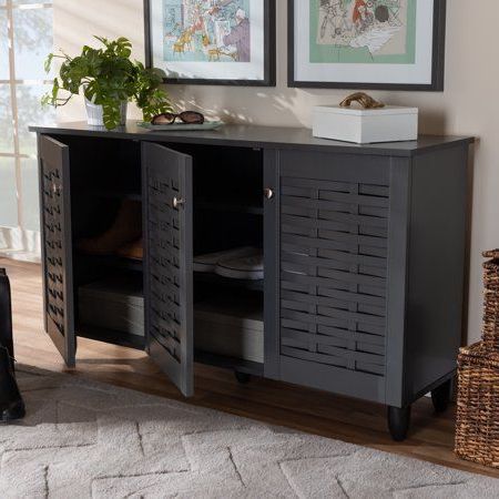 Baxton Studio Winda Modern And Contemporary Dark Gray 3 For Most Up To Date Black Wood Storage Console Tables (View 1 of 15)