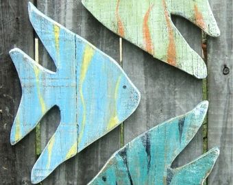 Beach Y Wooden Angel Fish Tropical Fish Rustic Wall Art With Regard To Most Current Tropical Wood Wall Art (View 10 of 15)