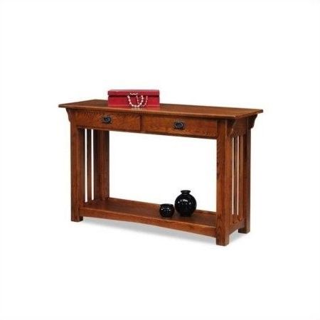 Best And Newest Metal And Oak Console Tables Throughout Leick 8233 Mission Console Table With Drawers And Shelf (View 6 of 15)