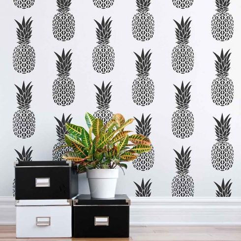 Best And Newest Pineapple Wallpaper Hack Using The Pineapple Stencil Intended For Pattern Wall Art (View 4 of 15)