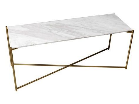 Best And Newest White Marble Console Tables Intended For Iris Large Low Console Table White Marble With Brass Frame (View 3 of 15)