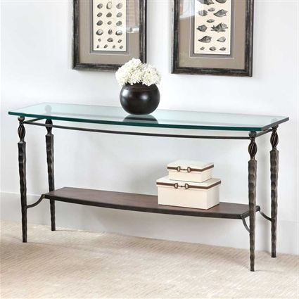 Best And Newest Wrought Iron Winston Console Tablecharleston Forge Within Black Round Glass Top Console Tables (View 9 of 15)