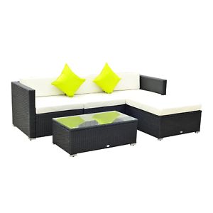 Black And Tan Rattan Console Tables With Trendy Rattan Garden Furniture Set Black Corner Sectional Table (View 14 of 15)